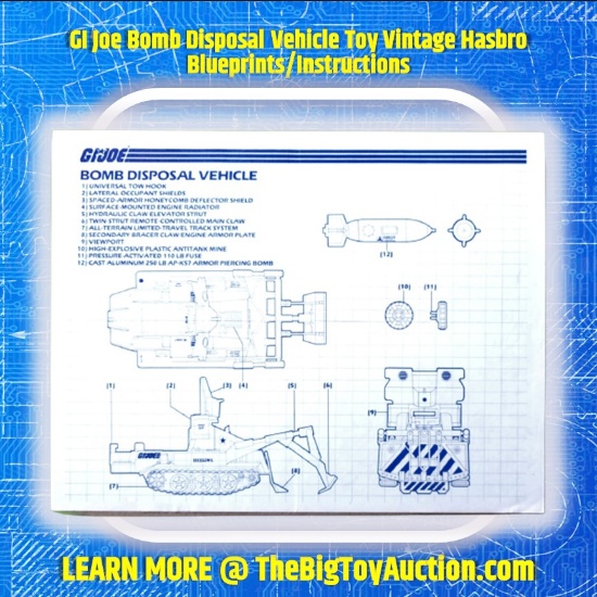 GI Joe Bomb Disposal Vehicle Toy Vintage Hasbro Blueprints/Instructions