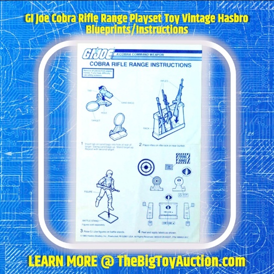 GI Joe Cobra Rifle Range Playset Toy Vintage Hasbro Blueprints/Instructions