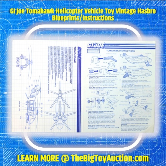 GI Joe Tomahawk Helicopter Vehicle Toy Vintage Hasbro Blueprints/Instructions