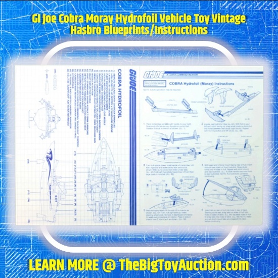 GI Joe Cobra Moray Hydrofoil Vehicle Toy Vintage Hasbro Blueprints/Instructions