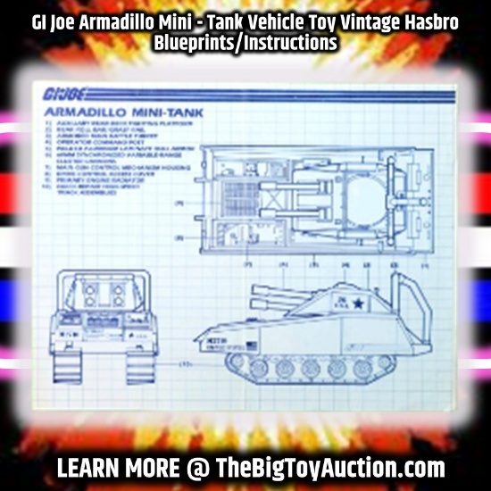 GI Joe Armadillo Mini-Tank Vehicle Toy Vintage Hasbro Blueprints/Instructions
