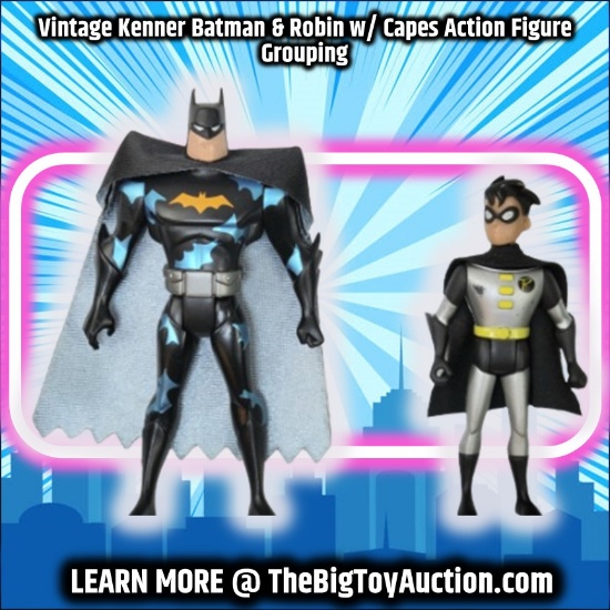Vintage Kenner Batman & Robin w/ Capes Action Figure Grouping