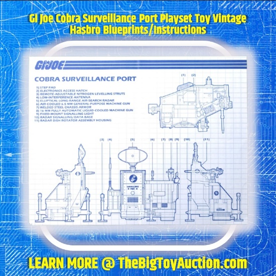 GI Joe Cobra Surveillance Port Playset Toy Vintage Hasbro Blueprints/Instructions