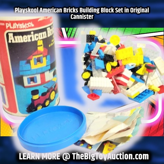 Playskool American Bricks Building Block Set in Original Cannister