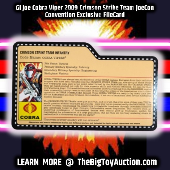 GI Joe Cobra Viper 2009 Crimson Strike Team JoeCon Convention Exclusive FileCard