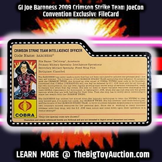 GI Joe Baroness 2009 Crimson Strike Team JoeCon Convention Exclusive FileCard
