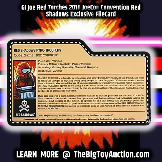 GI Joe Red Torches 2010 JoeCon Convention Red Shadows Exclusive FileCard