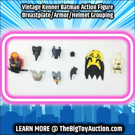 Vintage Kenner Batman Action Figure Breastplate/Armor/Helmet Grouping
