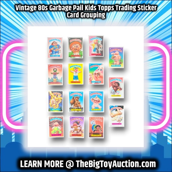 Vintage 80s Garbage Pail Kids Topps Trading Sticker Card Grouping