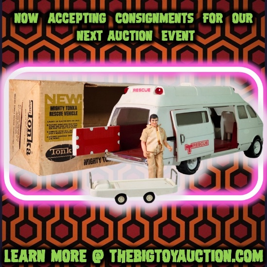 Vintage Mighty Tonka Rescue Vehicle No. 3875 Pressed Steel Ambulance w/ Stretcher & Medic Action Fig