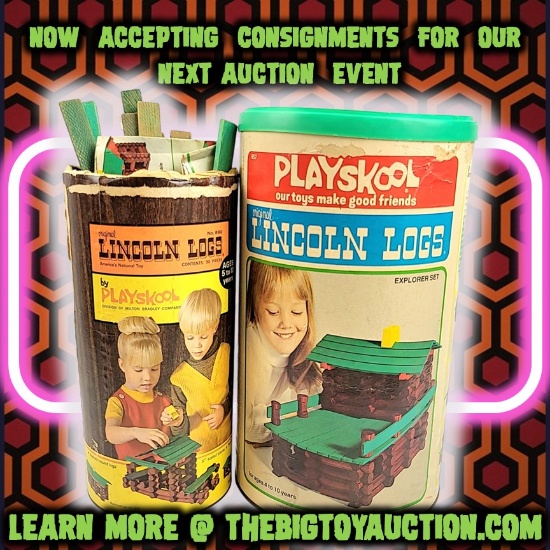 Vintage Playskool Original 70s/80s Lincoln Logs w/ Cannister Containers