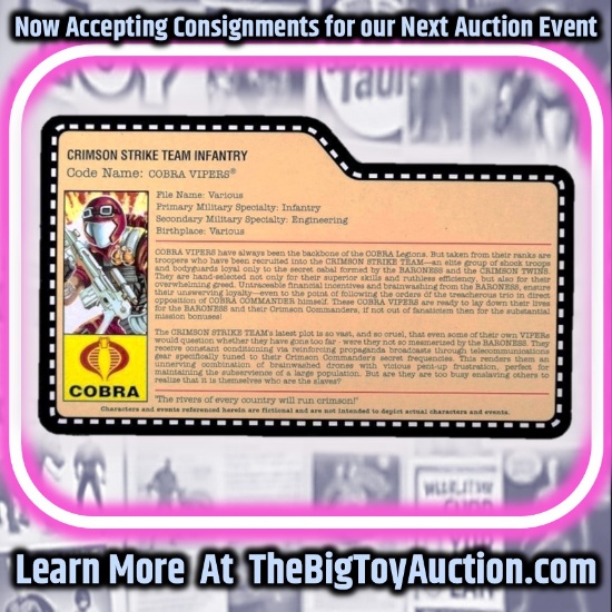 Crimson Strike Team Cobra Vipers G.I. Joe Convention Exclusive FileCard