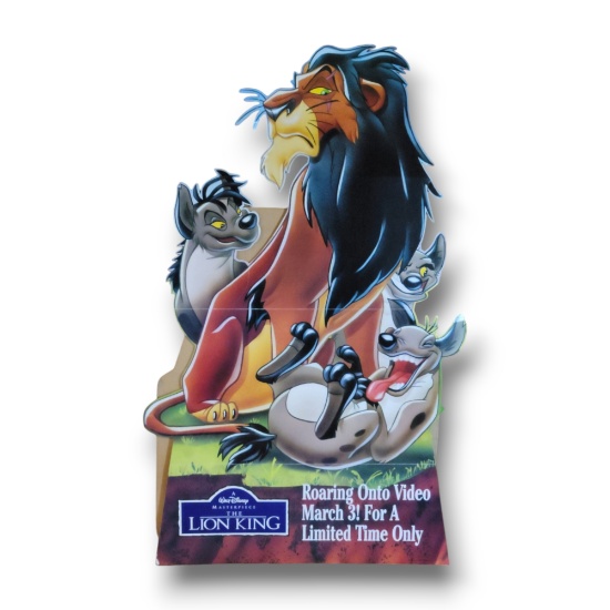 Lion King Scar/Hyenas Video Release Promo Display  VHS Movie Promo Cardboard Standup / Standee