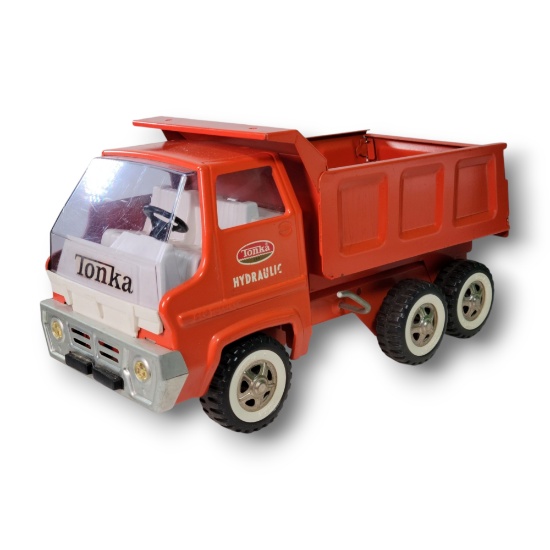 Vintage Tonka Toys Pressed Steel Red Hydraulic Dump Truck