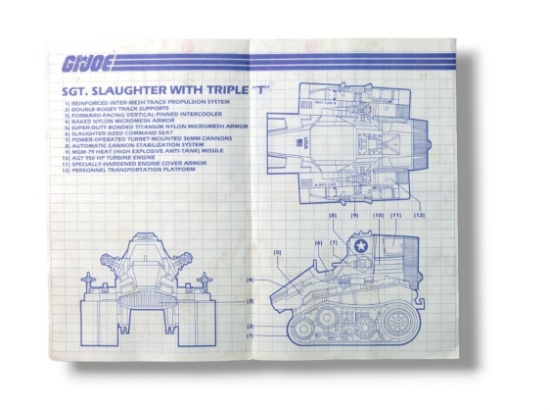 GI Joe Sgt. Slaughter Triple T Tank Vehicle Toy Vintage Hasbro Blueprints/Instructions