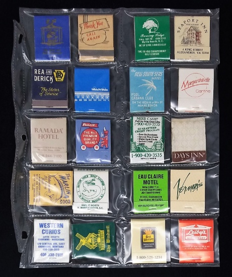 Vintage Advertising Matchbooks – Ephemera & Tobacciana Grouping – Assorted Sheet