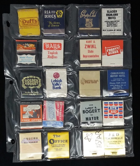 Vintage Advertising Matchbooks – Ephemera & Tobacciana Grouping – Assorted Sheet