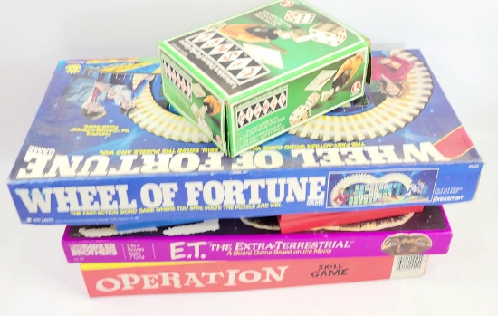 Vintage Board Games Grouping – Kismet, Wheel of Fortune, Operation, Battleship, E.T.
