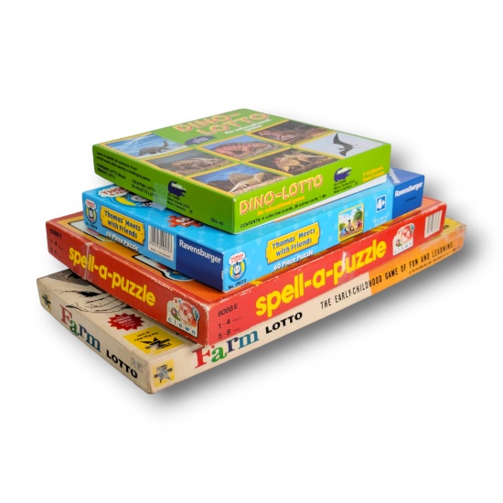 Vintage Board Game & Puzzle Grouping