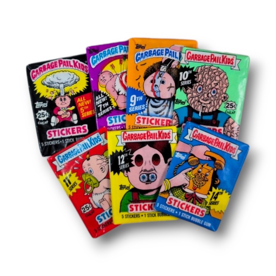 Vintage Garbage Pail Kids Topps Trading Sticker Card Wax Pack Grouping