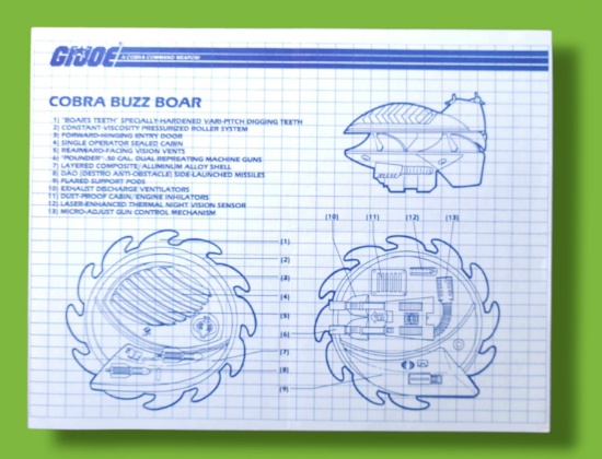 GI Joe Cobra Buzz Boar Vehicle Toy Vintage Hasbro Blueprints/Instructions