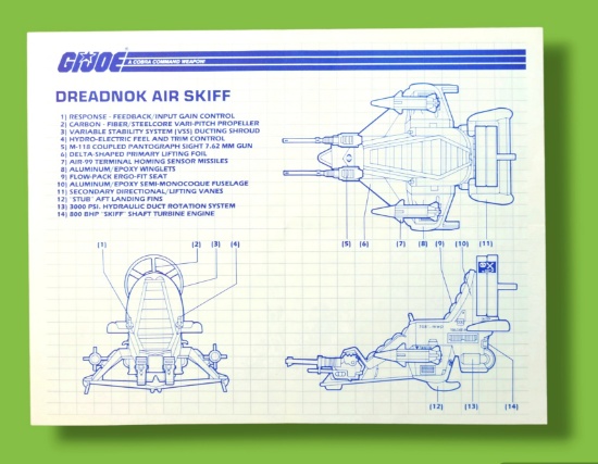 GI Joe Dreadnok Air Skiff Vehicle Toy Vintage Hasbro Blueprints/Instructions