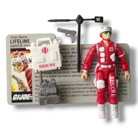 GI Joe 1986 Lifeline Action Figure Toy Complete w/ FileCard
