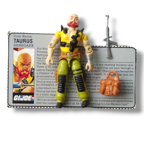 GI Joe 1986 Slaughter's Renegades Taurus Action Figure Toy Complete w/ FileCard