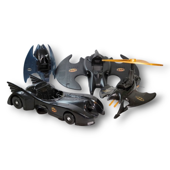Kenner 1990s Batman Animated Series Vehicle Lot – Includes Batmobile, Copter