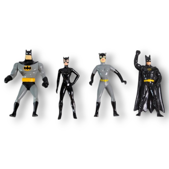 1990s Batman & Catwoman Action Figures | 4 Loose | Vintage DC Comics Grouping