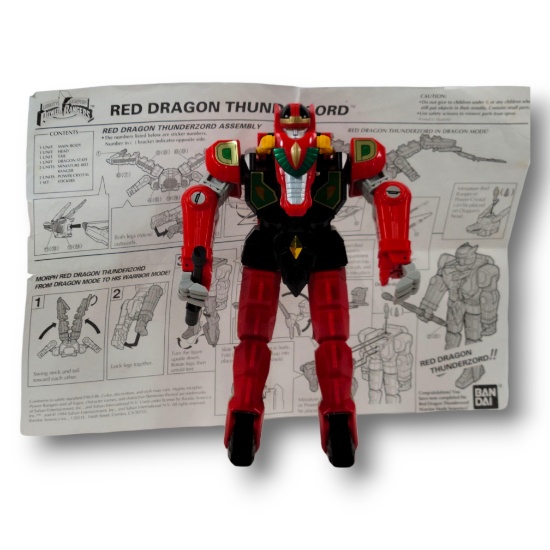 1994 Bandai Mighty Morphin Power Rangers Red Dragon Thunderzord - Loose w/ Staff & Instructions
