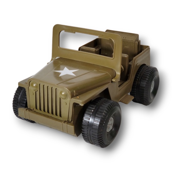 1973 Ideal Friction Motor Push Action Toy Army Jeep 7M-5645-02