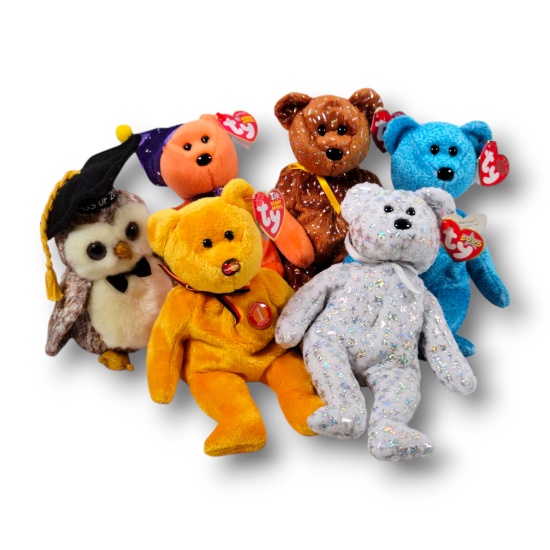 Vintage Ty Beanie Babies Celebration Bears - Decade, Smarter, MC II Anniversary, Classy +