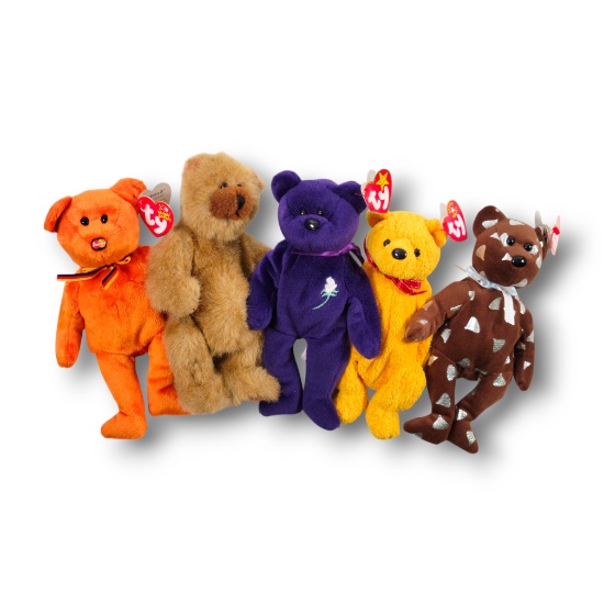Vintage Ty Beanie Babies Special Edition Bears - M.C. Beanie III, Poopsie, Princess, Smoothie, +