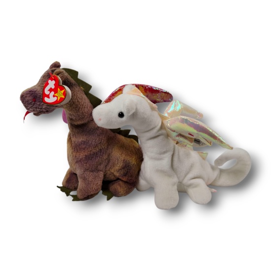 Vintage Ty Beanie Babies Magic & Scorch Dragons Lot w/ Tag Variants Collectible Plush Grouping