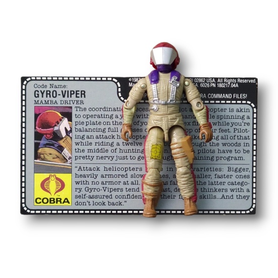 GI Joe 1987 Gyro-Viper (Cobra Mamba Driver) Toy Action Figure Complete w/ FileCard