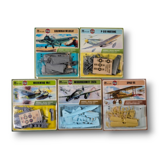 Airfix 72nd Scale Fighter Plane Model Kits on Original Blister Cards Mustang,Messerschmitt, Wildcat