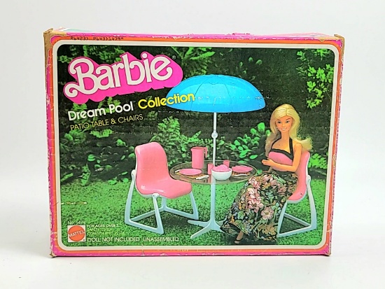 Vintage Barbie Dream Pool Collection Patio Set Accessory Grouping w/ Box & Instructions