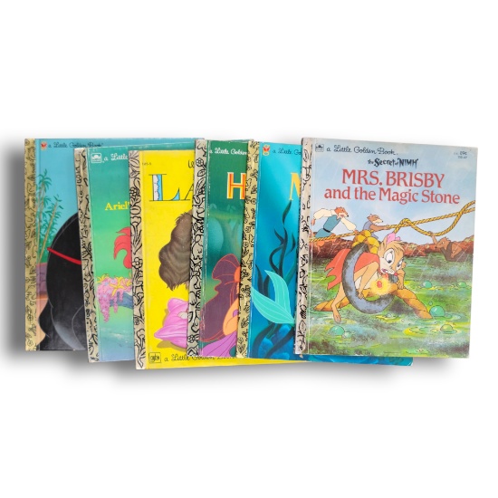 Vintage Disney Little Golden Book Grouping (1980-1998) - NIMH, Mermaid, Hercules, Mulan & More