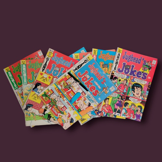 Jughead's Jokes Comic Lot of 8 - Vintage Archie Comics Humor Group - 1970s Laugh Classics