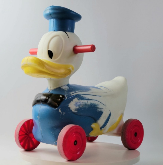 1962 Marx Donald Duck Ride’n’Quack Ride-On Toy - Disney Ride-Along Classic