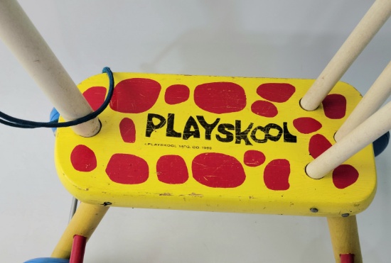 1966 Playskool Wooden Giraffe Ride-On Walker Scooter - Push Toy w/ Reins