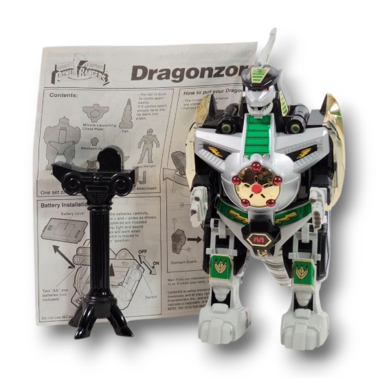 Vintage Bandai 1993 Mighty Morphin Power Rangers Dragonzord w/Instruction Sheet