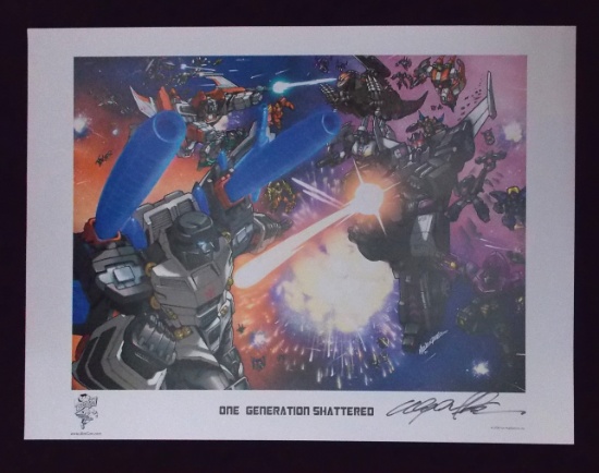 Signed  "One Generation Shattered" Transformers 2008 Botcon Lithograph