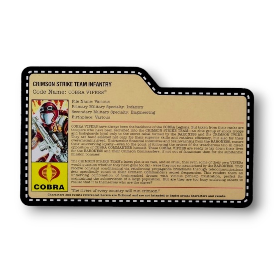 Crimson Strike Team Cobra Vipers G.I. Joe Convention Exclusive FileCard