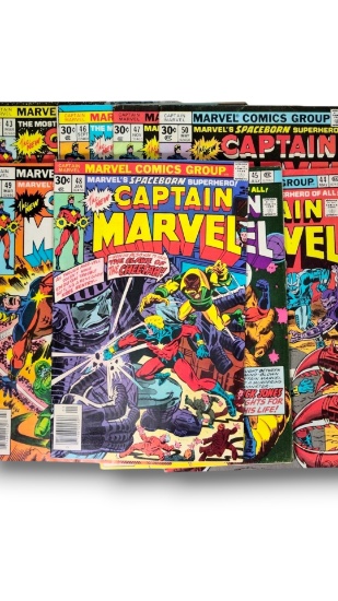 Captain Marvel Vol 1 1975-77 Marvel 1st Minerva Supremor Drax Comic Book Grouping