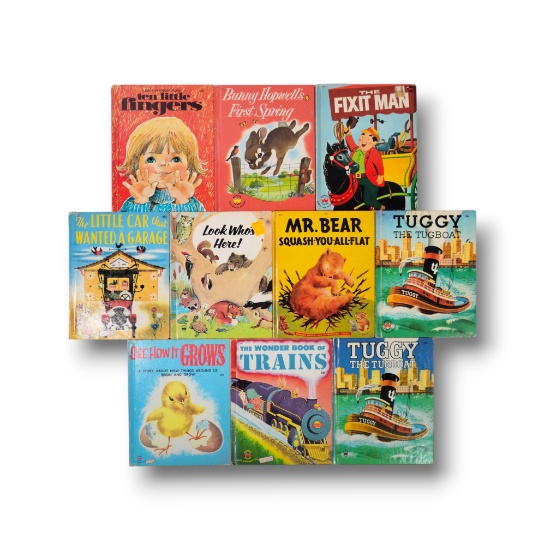 Mixed Vintage Children's Collectible Book Grouping:  Wonder Books, Little Golden Books