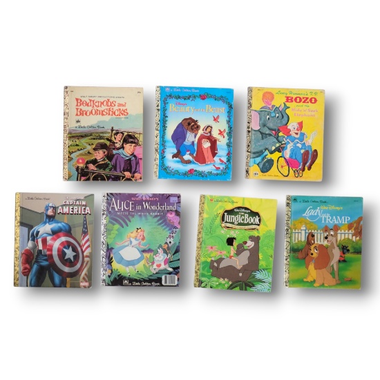 Disney, Bozo & Captain America Little Golden Book Grouping