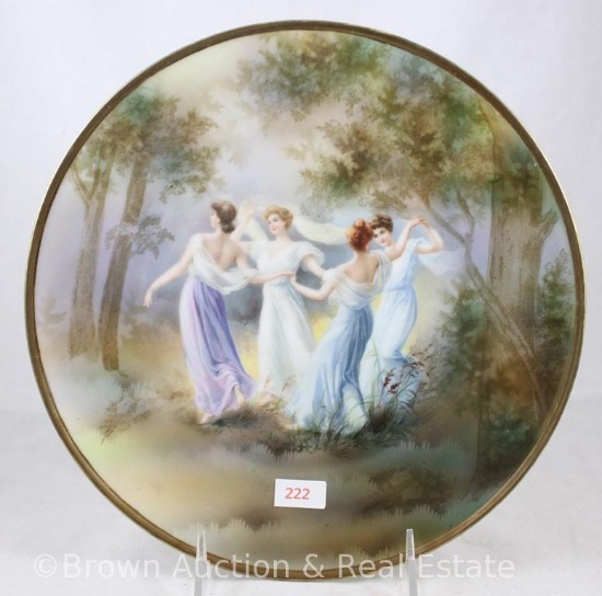 Mrkd. R.S. Germany 10"d plate, 4 Maidens dancing in forest scene - Pretty!