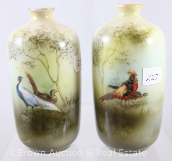 (2) Unm. RSP 4.5"h vases with Pheasants and Roosters